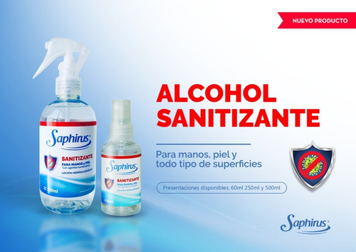 Imagen 4 de 8 de Alcohol Humectante Sanitizante Saphirus X 250ml - B.g.aromas