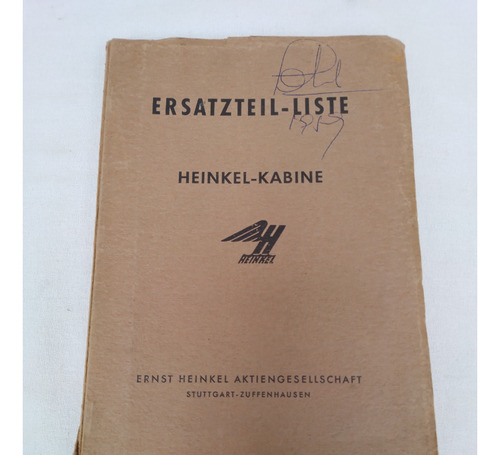 Antiguo Libro Manual Auto Ersatzteil Liste Heinkel Kabine 