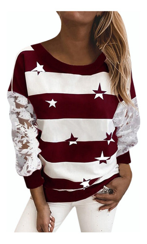 Blusa H Para Mujer, Estampado De Estrellas De Moda, Mangas D