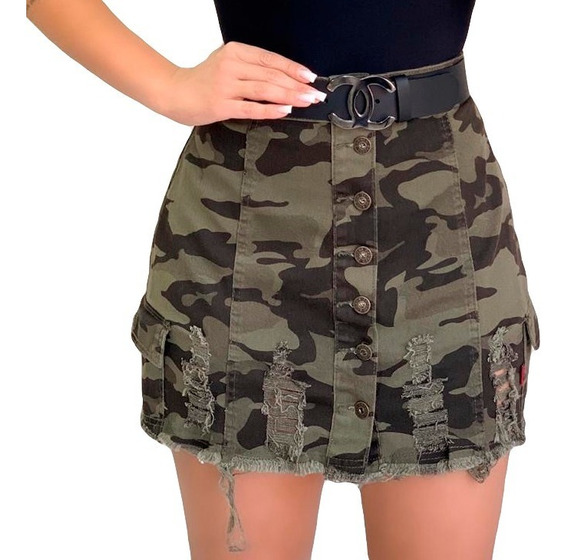 saia midi camuflada