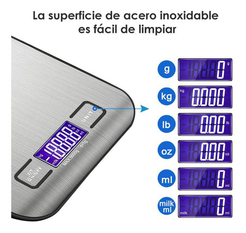 Balanza Pesa Digital De Cocina Comida Pantalla Lcd 11lb/5kg