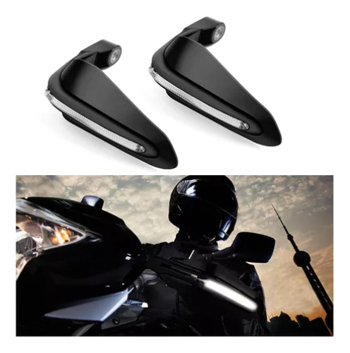 Cubre Puños Moto Handguars Motocicleta Con Luz Led Universal Negro