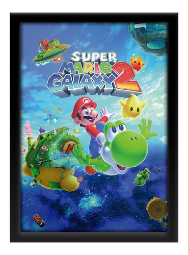 Quadro Retrogame Arte Super Mario Galaxy 2 Nintendo Wii A3
