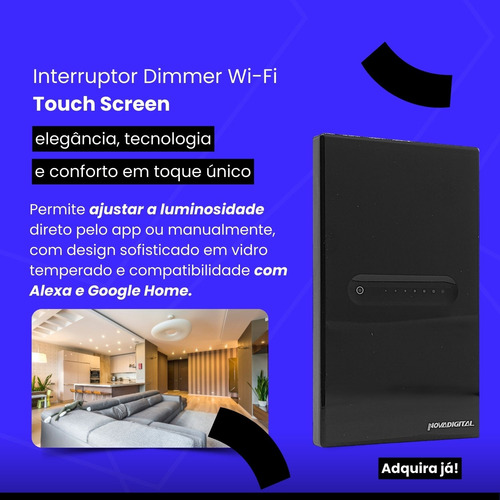 Interruptor Inteligente Wi-fi Touch Com Função Dimmer