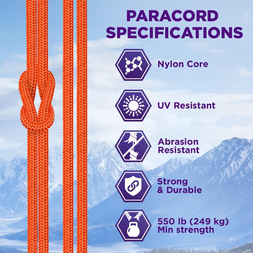 Cuerda Paracord Teceum, Nylon Resistente Para Supervivencia