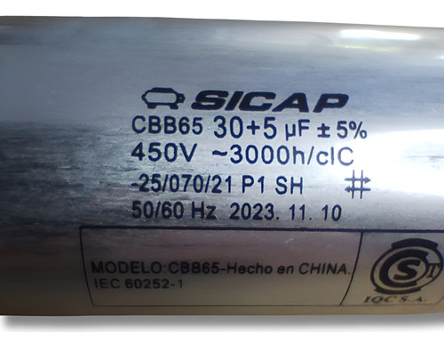 30uf + 5uf - Capacitor Dual Marcha - Aire Acondicionado
