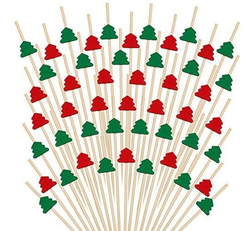 Palillos De Coctel Juego Con 200 Piezas De Bambu De Navidad