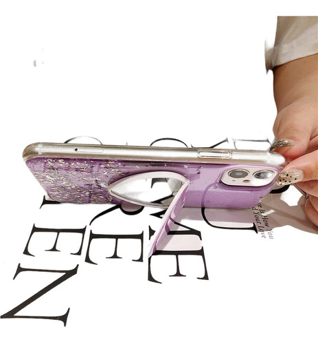 Imagen 5 de 5 de Funda Corazon Para iPhone 11 + Mica + Soporte Espejo Dama