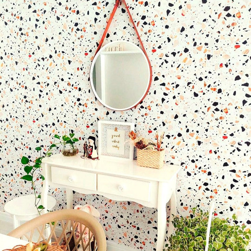 Papel Parede Banheiro Decorativo Terrazzo Granilite 3 Metros