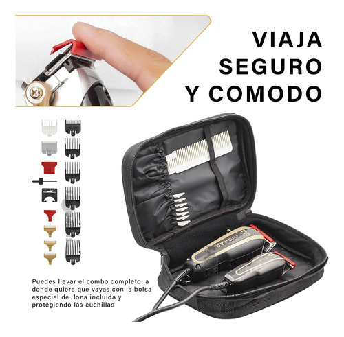Wahl Barber Combo Profesional Cortadora Terminadora + Regalo Negro/dorado