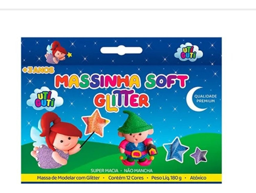 Massinha De Modelar Com 12 Cores Com Glitter