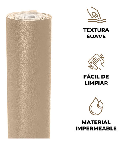 Tela Vinipiel 1.40m X 10m Para Tapizar Muebles Salas Color Beige Diseño De La Tela Lisa