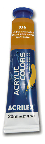 Tinta Acrílica Acrilex 20ml - Acrylic Colors - Tela E Outros Cor 336 - Terra De Siena Natural