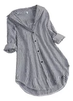 Comprar Blusas De Manga Larga A Rayas Con Cuello Vuelto