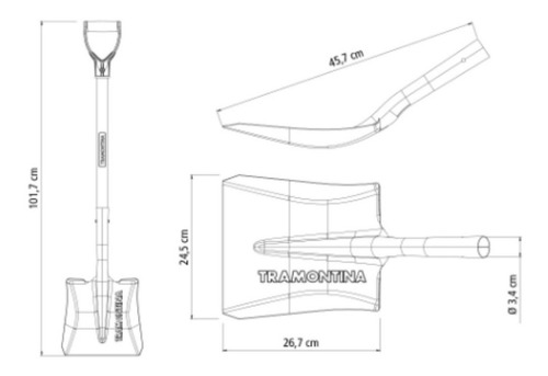 Pala Cuadrada Ancha Mango De Madera 71 Cm Tramontina