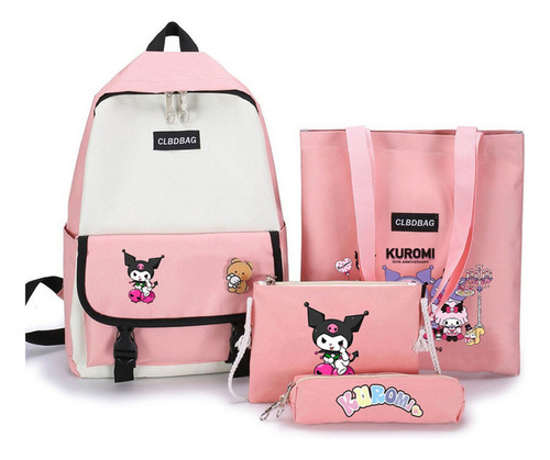 Mochila Estudiante Kuromi Navidad Regalo Set De 4