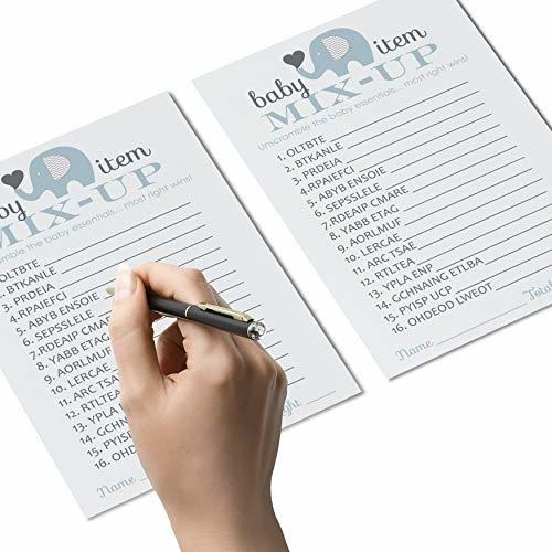 Paper Clever Party Blue Elephant Baby Shower Juegos Word Scr