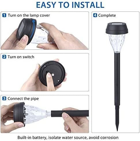 Imagen 6 de 7 de Paquete De 12 Luces Solares Led Para Senderos/aceras/jardín/