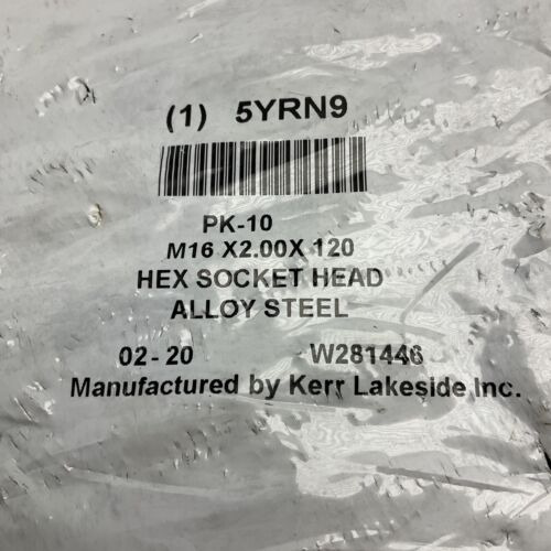 10 Pack Metric Socket Head Cap Screw M16-2.00 X 120 Mm L Zzk