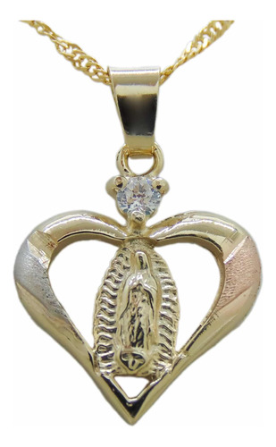 Medalla Virgen De Guadalupe Corazón 1.8 Cm  Chapa De Oro