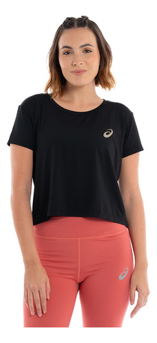 Remera Mujer Asics Crop Print Negro Mujer Running