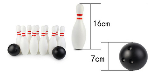 12 Unids Juego De Boliche 10 Pasadores De Bolos 2 Bolas 16cm