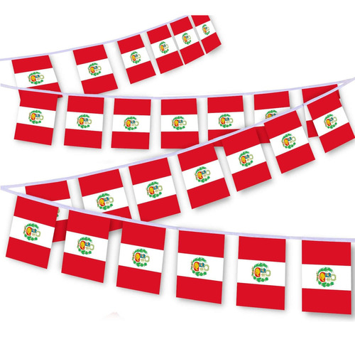 30 Cuerdas De Bandera De Perú, Banderines Peruanos De 32 Pie