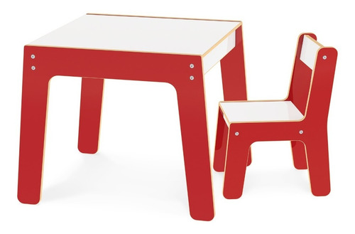 Imagem 1 de 10 de Conjunto De Mesa + Cadeira Infantil - Vermelha