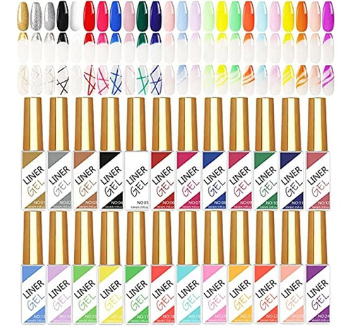 24 Colores Classic Neon Painting Gel Nail Polish Set, Drawin