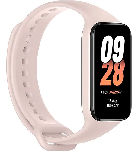 Funda deportiva para Xiaomi Mi Band 8 Active Smartwatch, versión global, color blanco, pulsera, color rosa, bisel, color negro, diseño de pulsera deportiva de silicona