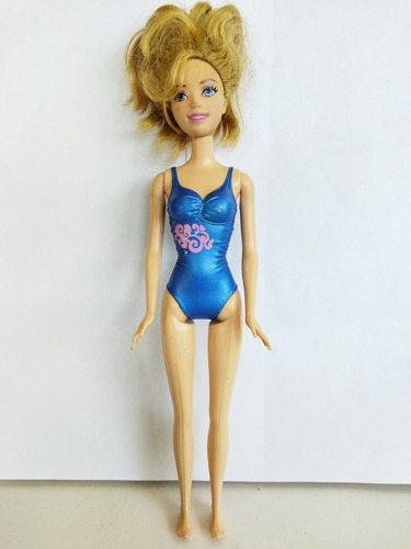 Barbie Rígida Rubia Cenicienta Traje Azul Pintado 2012