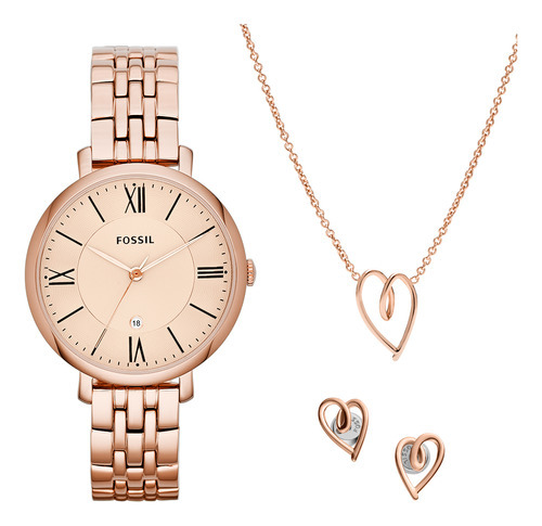 Set De Reloj Mujer Fossil Jacqueline De Acero Color de la correa Oro rosa