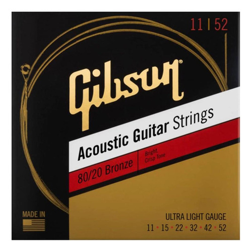 Encordoamento Gibson Brw11 Bronze 80/20 .011 Para Violão