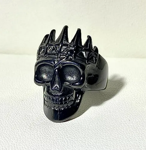 Anillo Calavera Biker Acero Inoxidable, Dorado Negro, Gótico