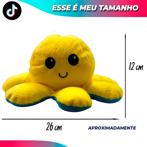 Pulpo de peluche reversible con humor enojado o feliz Tik Tok