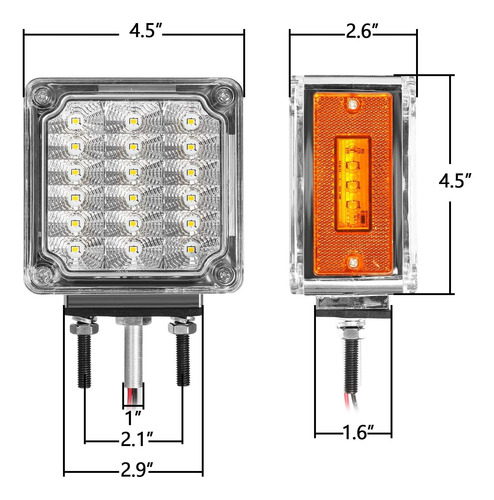 2 Luces Led Cuadradas De Doble Cara Estacionamiento, Le...