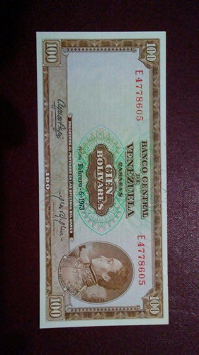 Billete 100 Bolívares 1973 Au Sin Circular