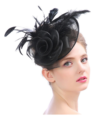 Flor Pluma Malla Fascinator Sombrero Pinza Para El Cabello