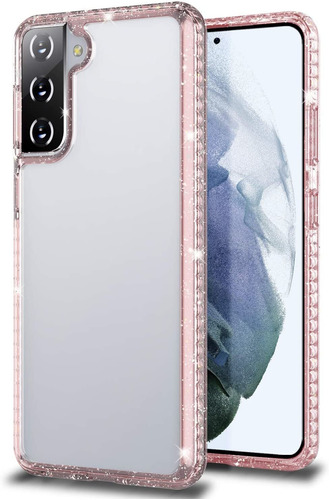 Funda Para Samsung Galaxy S21 Plus - Transparente Y Rosa