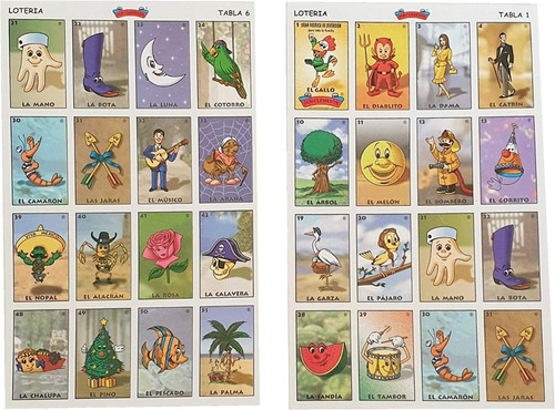 20 Pack Don Clemente Lotería Kids Bingo Mexicano, 10 Tablas