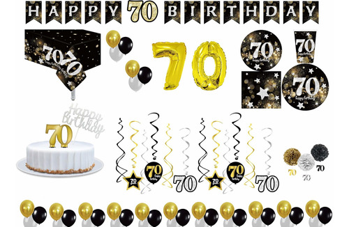 Sirve 30 Ultimate 70th Party Pack Happy Birthday Plato Papel