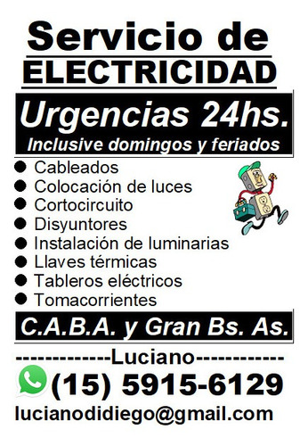 Imagen 4 de 6 de Electricista Matriculado 24hs Urgencias Soluciones En El Día