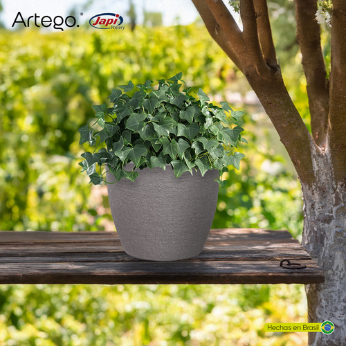 Maceta Moderna Para Exteriores Compacta De 20 Cm De Alto Polvo Color Gris Stone De Polietileno Ultra Ligera Artego Japi Hecho En Brasil