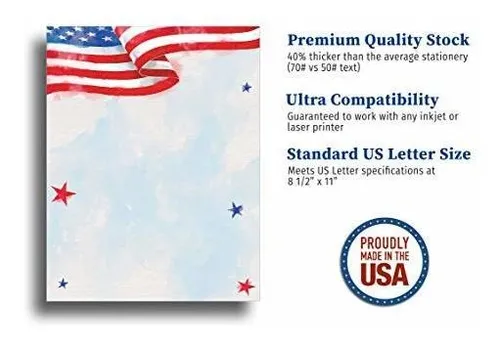 Papelería - Papel De Papelería Pintado Con Bandera Americana