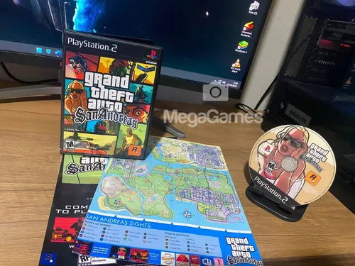 Jogo GTA San Andreas Original PS2 Raro Playstation 2 Manual e Mapa Poster