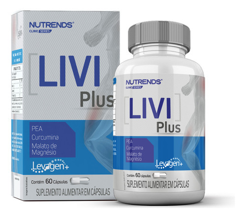 Livi Plus - Pea Plus + Magnésio + Curcumina 60 Caps Nutrends Sabor Sem sabor