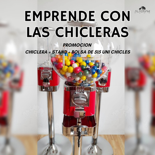 Maquina Chiclera + Stand Cromado + Bolsa De 515 Uni Chicles