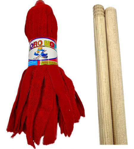 1 Mechudo Trapeador De Microfibra Loro Mop C/bastón Madera