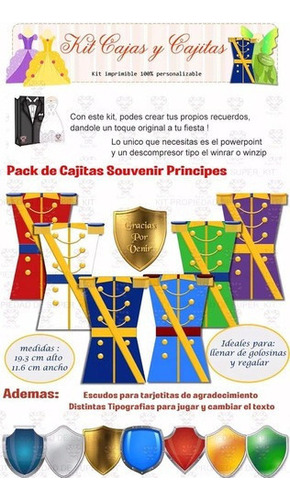 Kit Imprimible Principes Princesas Boda Hadas Souvenir