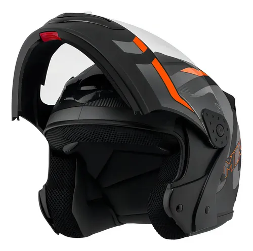 Capacete Robocop Escamoteável Fechado Mixs Gladiator Delta S Cor Cinza Laranja Fosco Tamanho do capacete 62